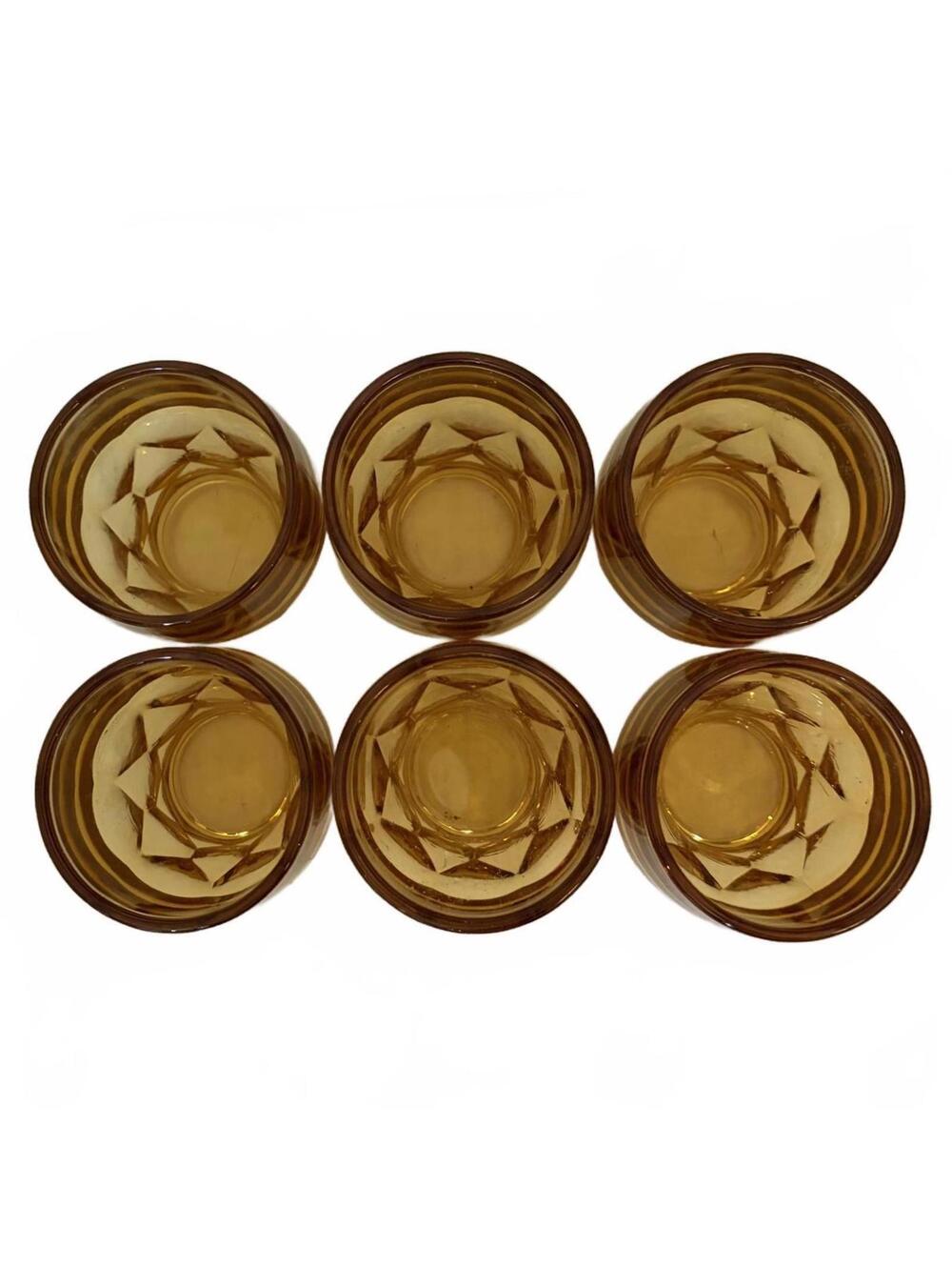 Set of 6 vintage amber glass tumblers in the Georgian pattern - Picture 4 of 8